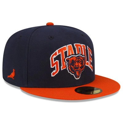 Shop New Era X Staple New Era Navy/orange Chicago Bears Nfl X Staple Collection 59fifty Fitted Hat