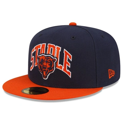 Shop New Era X Staple New Era Navy/orange Chicago Bears Nfl X Staple Collection 59fifty Fitted Hat