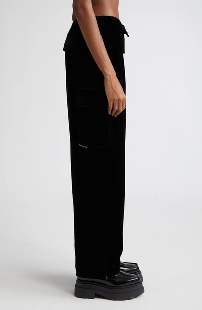 Shop Alexander Wang Velvet Drawstring Cargo Pants In 001 Black