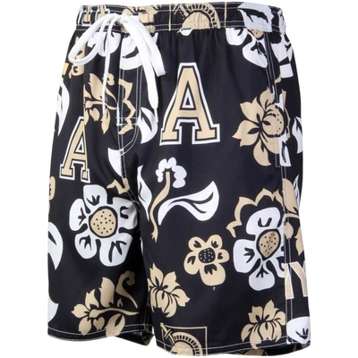 Shop Wes & Willy Black Army Black Knights Floral Volley Logo Swim Trunks