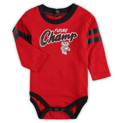 Shop Outerstuff Newborn & Infant Red/black Wisconsin Badgers Little Kicker Long Sleeve Bodysuit & Sweatpants Set