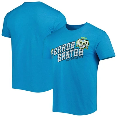 Shop 108 Stitches Turquoise Perros Santos De Charleston Copa De La Diversion Home Tri-blend T-shirt