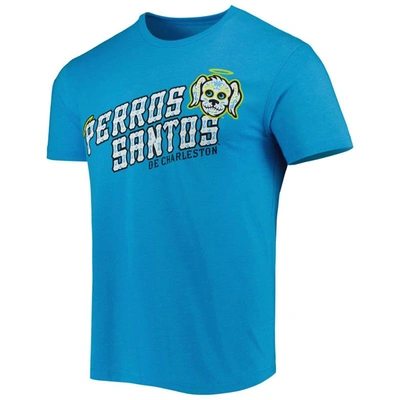 Shop 108 Stitches Turquoise Perros Santos De Charleston Copa De La Diversion Home Tri-blend T-shirt