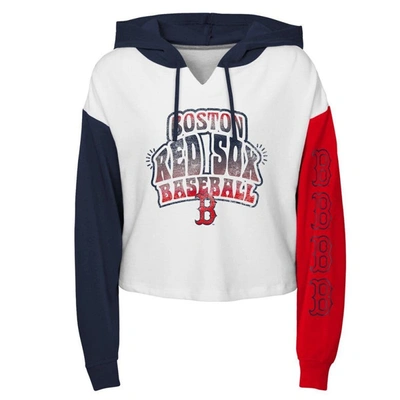 Shop Outerstuff Girls Youth White Boston Red Sox Color Run Cropped Hooded Sweatshirt