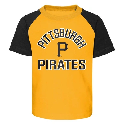 Shop Outerstuff Preschool Pittsburgh Pirates Gold/heather Gray Groundout Baller Raglan T-shirt & Shorts Set