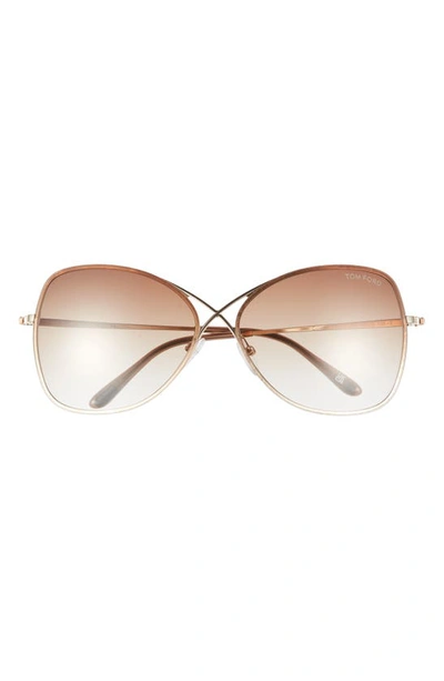 Shop Tom Ford Colette 63mm Oversized Sunglasses In Shiny Rose Gold/ Dark Brown