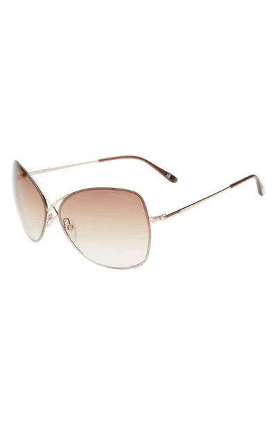 Shop Tom Ford Colette 63mm Oversized Sunglasses In Shiny Rose Gold/ Dark Brown