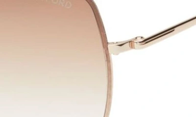 Shop Tom Ford Colette 63mm Oversized Sunglasses In Shiny Rose Gold/ Dark Brown