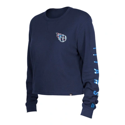 Shop New Era Navy Tennessee Titans Thermal Crop Long Sleeve T-shirt