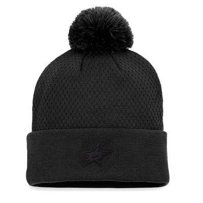 Shop Fanatics Branded Black Dallas Stars Authentic Pro Road Cuffed Knit Hat With Pom
