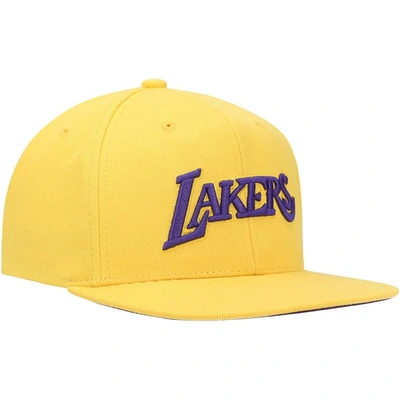 Shop Mitchell & Ness Gold Los Angeles Lakers Hardwood Classics Tonal Snapback Hat