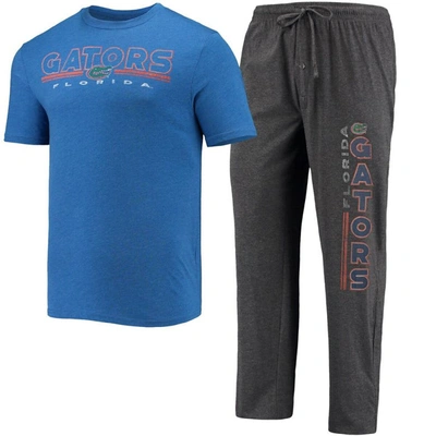 Shop Concepts Sport Heathered Charcoal/royal Florida Gators Meter T-shirt & Pants Sleep Set In Heather Charcoal