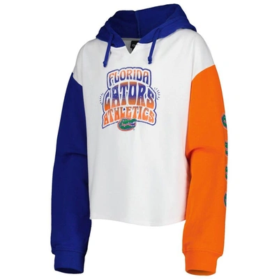 Shop Outerstuff Girls Youth White/royal Florida Gators Color Run Fleece Pullover Hoodie