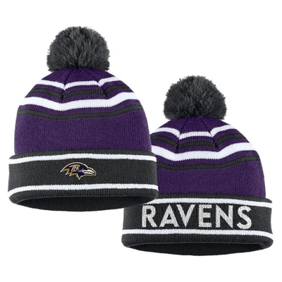 Shop Wear By Erin Andrews Purple Baltimore Ravens Colorblock Cuffed Knit Hat With Pom And Scarf Set