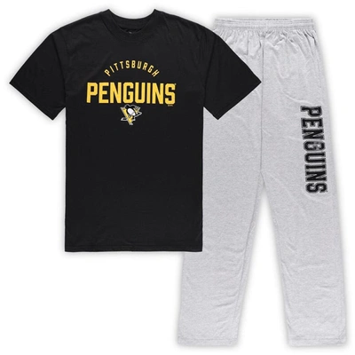 Shop Profile Pittsburgh Penguins Black/heather Gray Big & Tall T-shirt & Pants Lounge Set