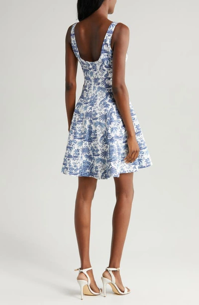 Staud Wells Floral Print Stretch Cotton Midi Dress In Blue Toile