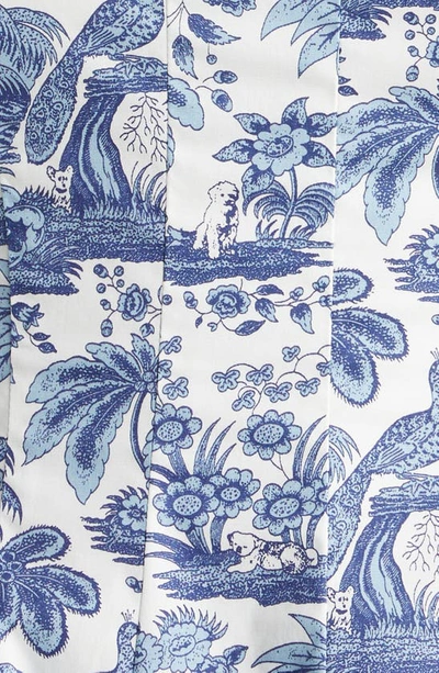 Staud Wells Floral Print Stretch Cotton Midi Dress In Blue Toile