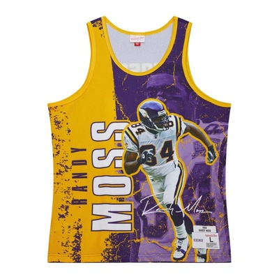 Shop Mitchell & Ness Randy Moss Purple Minnesota Vikings 1998 Player Burst Tank Top