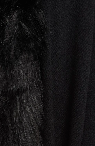 La Fiorentina Ruana With Faux Fur Trim In Black