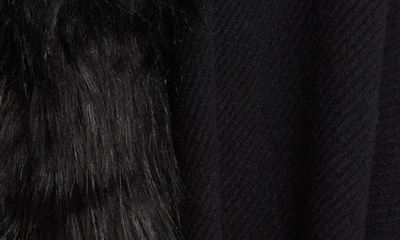 La Fiorentina Ruana With Faux Fur Trim In Black