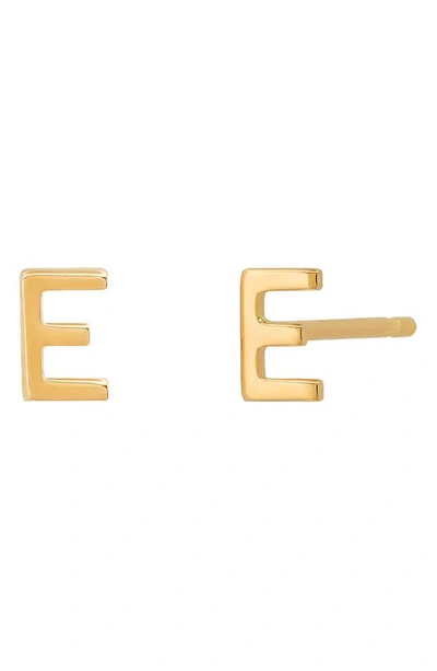 Shop Bychari Initial Stud Earrings In 14k Yellow Gold