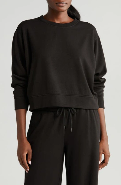 Shop Zella Amazing Lite Cali Crewneck Sweatshirt In Black