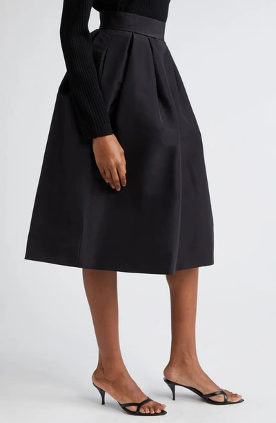 Shop Carolina Herrera Silk Faille Midi Skirt In Black