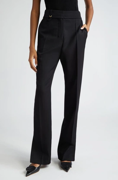 Shop Jacquemus Le Pantalon Tibau Split Hem Wool Pants In Black