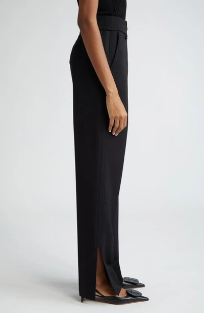 Shop Jacquemus Le Pantalon Tibau Split Hem Wool Pants In Black