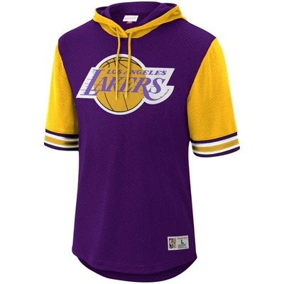 Shop Mitchell & Ness Purple Los Angeles Lakers Hardwood Classics Buzzer Beater Mesh Pullover Hoodie