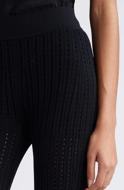 Shop Adam Lippes Pointelle Sweater Crop Pants In Black