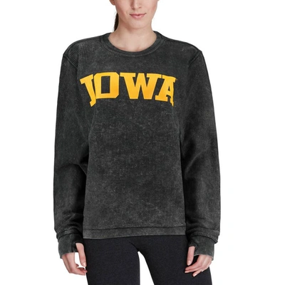 Shop Pressbox Black Iowa Hawkeyes Comfy Cord Vintage Wash Basic Arch Pullover Sweatshirt