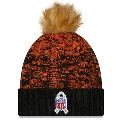 Shop New Era Black/orange Denver Broncos 2022 Salute To Service Pom Knit Hat