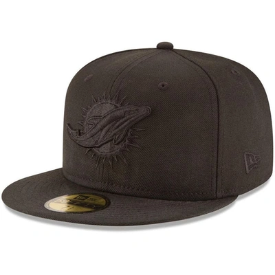 Shop New Era Miami Dolphins Black On Black 59fifty Fitted Hat