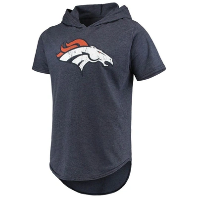 Shop Majestic Threads Navy Denver Broncos Primary Logo Tri-blend Hoodie T-shirt