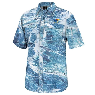 Shop Colosseum Blue Kansas Jayhawks Realtree Aspect Charter Full-button Fishing Shirt