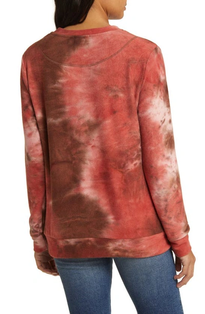 Loveappella Tie Dye Long Sleeve Hacci Knit Top In Cinnamon
