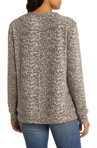 Shop Loveappella Leopard Print Long Sleeve Hacci Knit Top