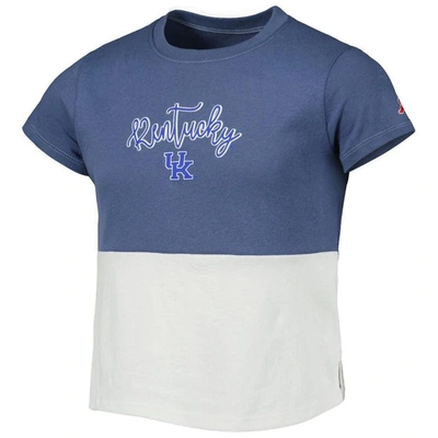 Shop League Collegiate Wear Girls Youth  Navy/white Kentucky Wildcats Colorblocked T-shirt