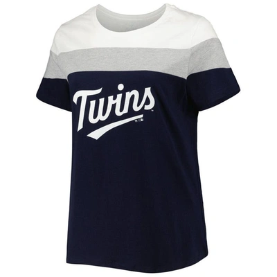Shop Profile Navy/heather Gray Minnesota Twins Plus Size Colorblock T-shirt