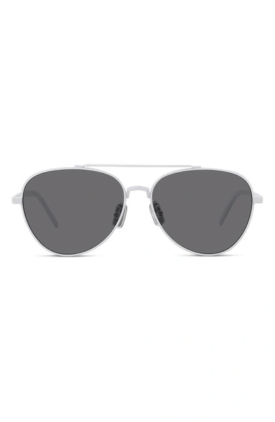 Shop Givenchy 56mm Aviator Sunglasses In White / Smoke