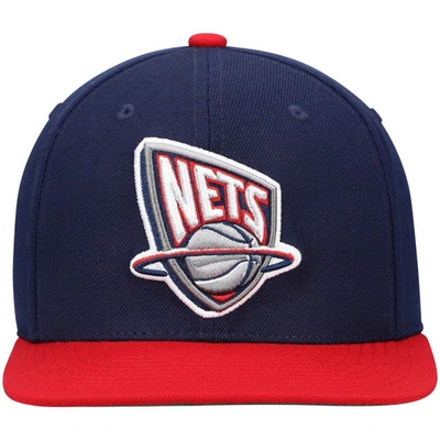 Mitchell & Ness Men's  Navy, Red New Jersey Nets Hardwood Classics Team Two-tone 2.0 Snapback Hat In Navy