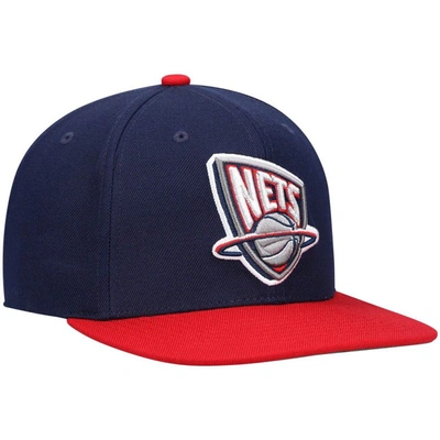 Mitchell & Ness Men's  Navy, Red New Jersey Nets Hardwood Classics Team Two-tone 2.0 Snapback Hat In Navy