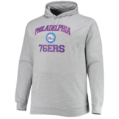 Shop Profile Heathered Gray Philadelphia 76ers Big & Tall Heart & Soul Pullover Hoodie In Heather Gray