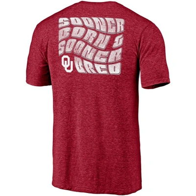 Shop Fanatics Branded Heathered Crimson Oklahoma Sooners Wavy Tri-blend T-shirt