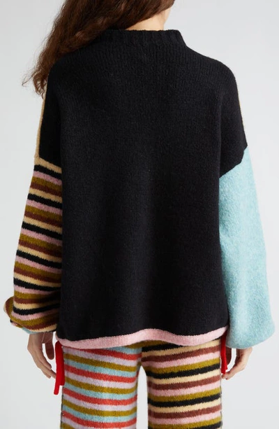 Shop Yanyan Charlie Wah Colorblock Wool Blend Funnel Neck Sweater In Olive Multi