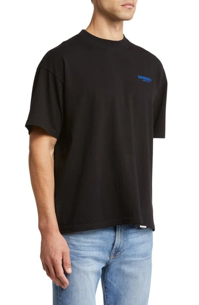 Shop Represent Owners' Club Cotton Logo Graphic T-shirt In Black/ Cobalt