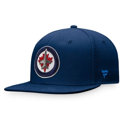Shop Fanatics Branded Navy Winnipeg Jets Core Primary Logo Fitted Hat