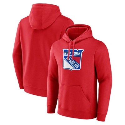 Shop Fanatics Branded Red New York Rangers Primary Logo Pullover Hoodie