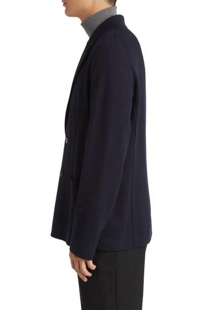 Shop Harris Wharf London Solid Wool Double Breasted Blazer In Navy